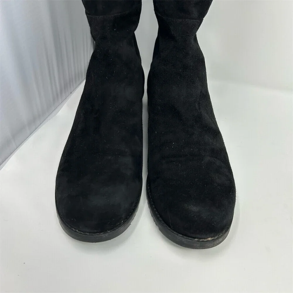 Stuart Weitzman Over-the-Knee Boots Womens 8.5 W Black Suede Pull-On Stretch